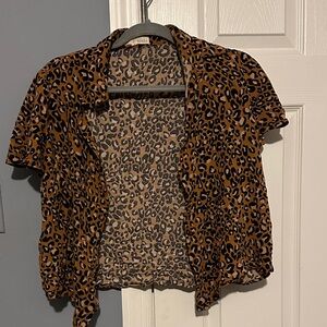 Rewind Leopard Print Button Down Shirt - Brown and Black